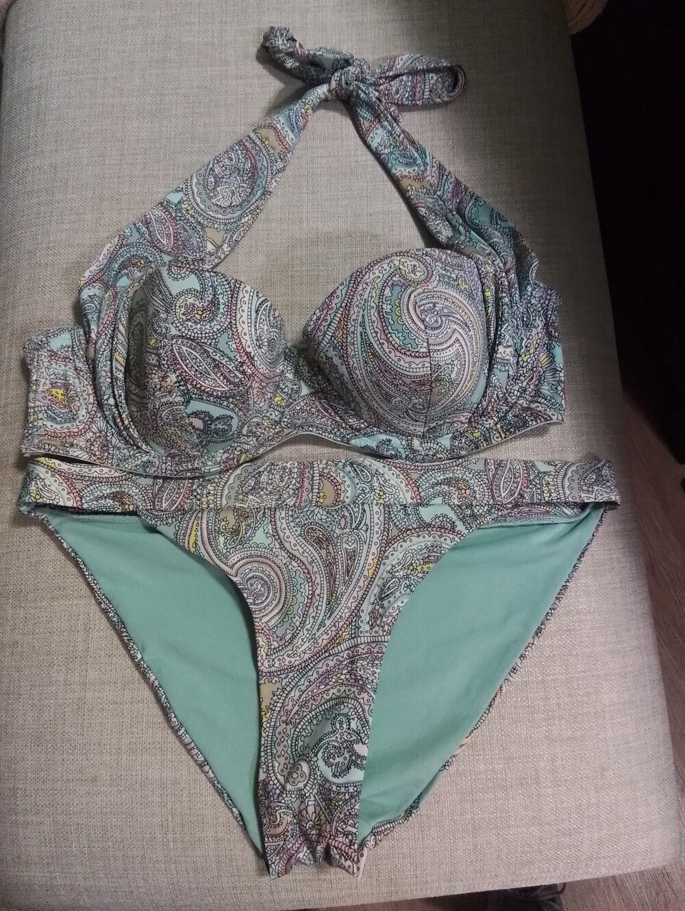 H & M Paisley Halter Bikini Set in Mint